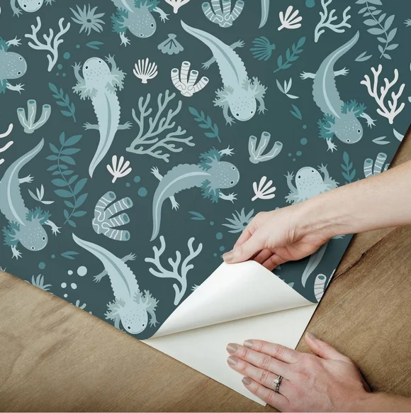 RoomMates Axolotl Blue Underwater Garden Peel And Stick Wallpaper