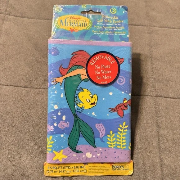 Vintage Little Mermaid Ariel WallPaper Border 8.5 ft. Disney Kid Bedroom Decor