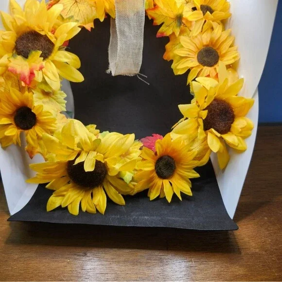 Hand Crafted Yellow Sunflower Floral Wreath Summer Door Wall Decoration