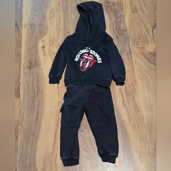 Rolling Stones Hoodie + Joggers Set 18–24m Black Wash