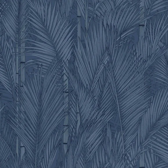 RoomMates Swaying Fronds Peel and Stick Wallpaper Navy: Removable Vinyl