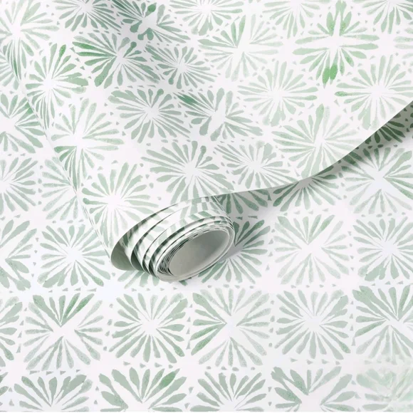 Threshold Block Print Tile Wallpaper Sage