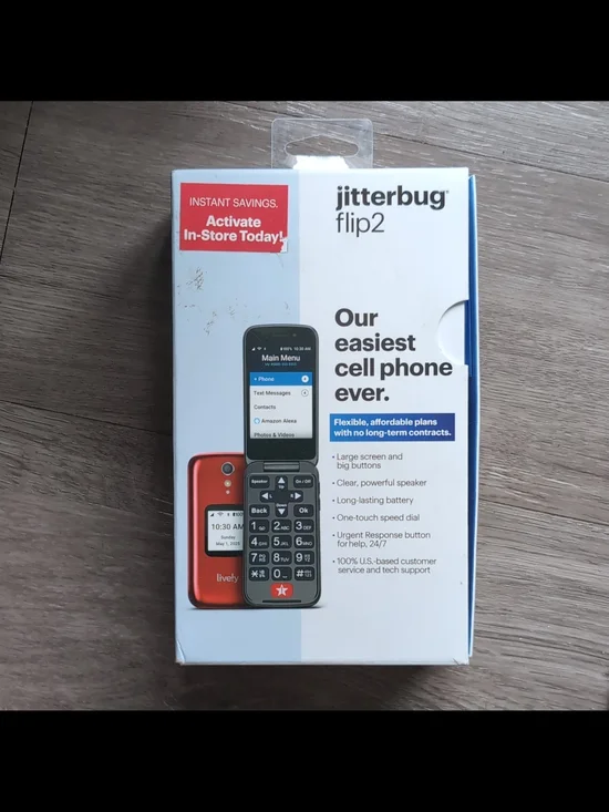 flip2 Red Senior-Friendly Cell Phone - Large Buttons & Simple Menu