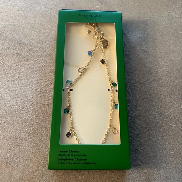 NIB Kate Spade Gold Gem Phone Charm