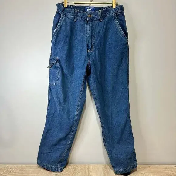 HABAND'S Arctic Bear Fleece Lined Denim Jeans, Sz 34