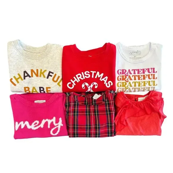 6 Piece Holiday Top Bundle Sweet Wink J.Crew Zara Thanksgiving Christmas, 2T