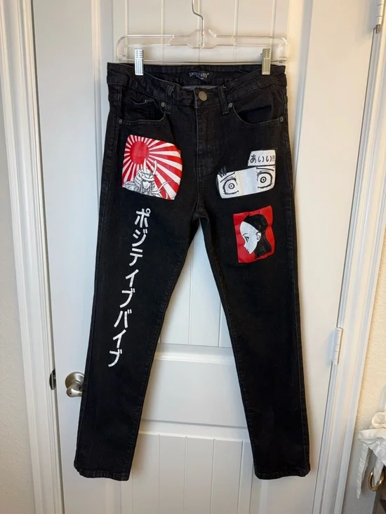 Smoke and Ash Anime boys Black jeans 28x30