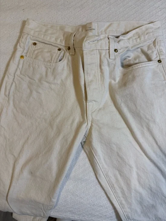 SID MASHBURN Cream Straight-Leg Jeans
