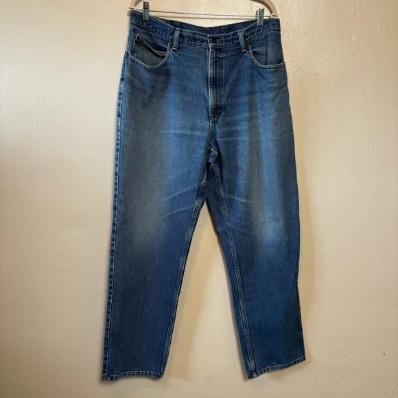 L.L.Bean Mens Jeans Cotton Made in USA Pockets Blue 36x30 Small Stain