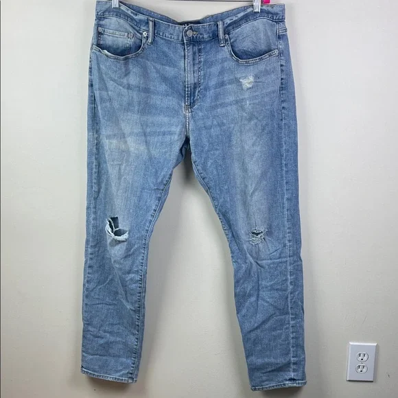 Gap Denim Slim Jeans Light Wash Distressed 38x32