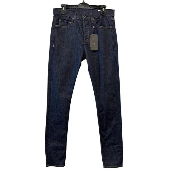 Rag & Bone NY Men Jeans Rinse Fit 1 Extra Slim Dark Wash Button Fly Size 31