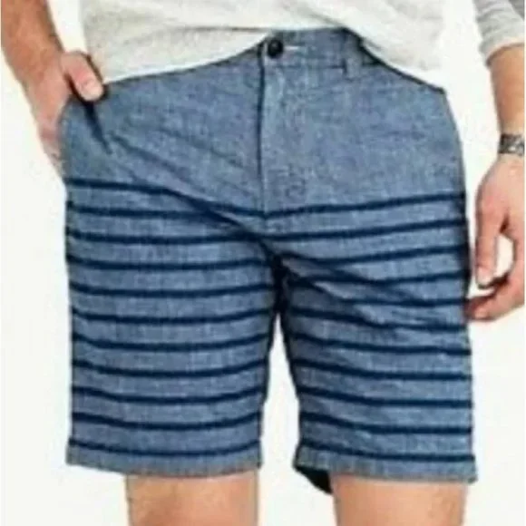 J. Crew Station Men's Stanton Indigo Striped Casual Chino Shorts Size W33