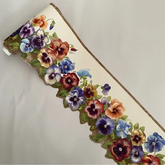 Pansy Garden Wallpaper Border by Brewster Home Fashions 15 feet x 6.25”
