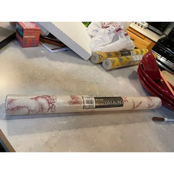 Vintage Bunny Toile Cream W Red Rabbits & Botanicals Prepasted Double Roll USA