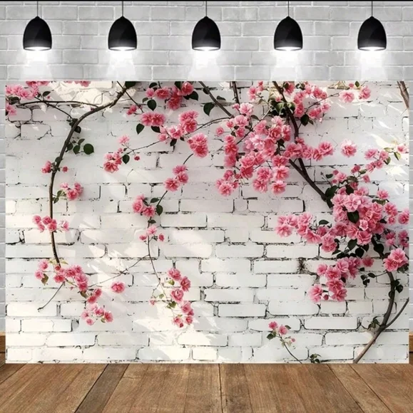Floral Pink and White Wall Tapestry