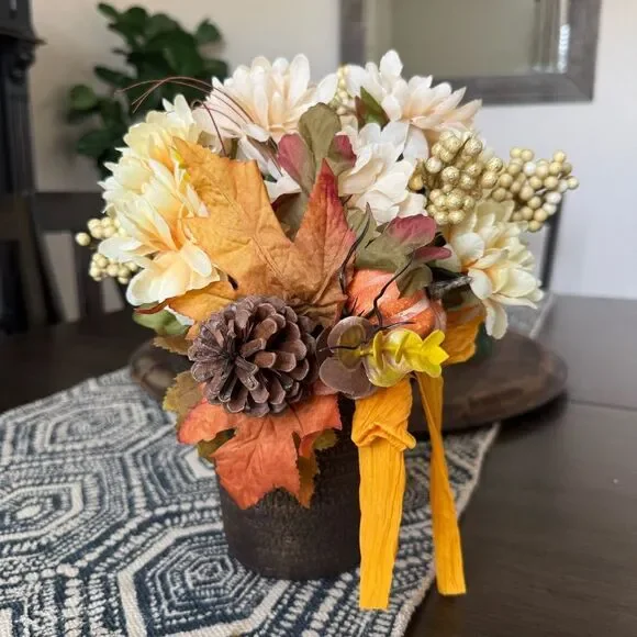 Fall Autumn Floral Potted Arrangement Decor