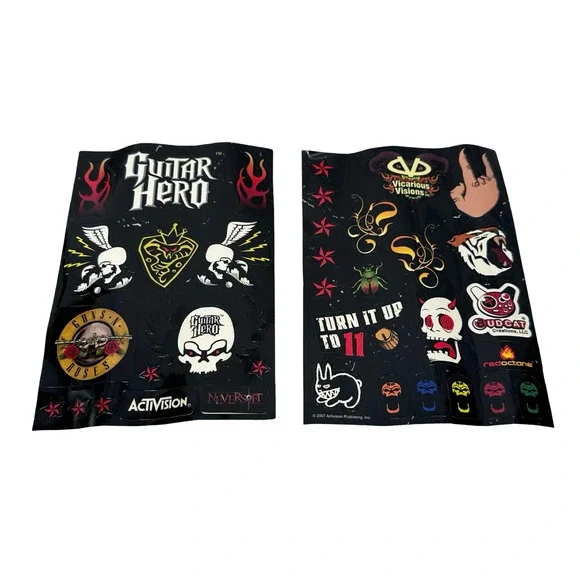 Guitar Hero Legends of Rock Sticker Decal Art Skulls Flames Band Logos