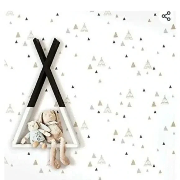 NWT Cristiana Masi Little Explorers Teepees Triangle Gold Gray Galerie Wallpaper
