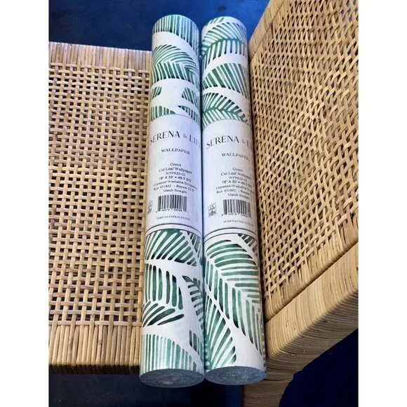 NEW Serena & Lily Fallbrook/Cut Leaf Wallpaper-Green