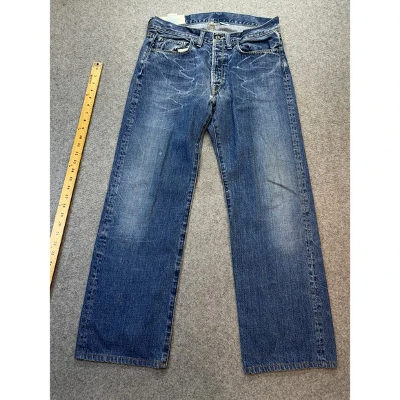 Loomstate Men's Jeans 32x28 Organic‎ Cotton Button Fly Blue Denim