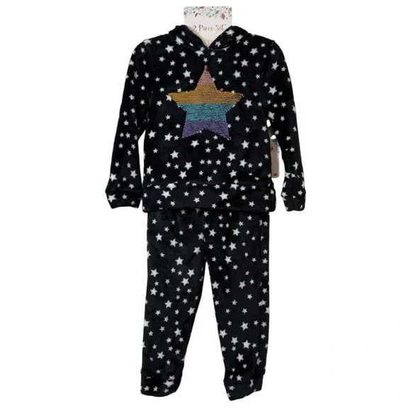 Girls' 2-Piece Plush Fleece Pajama Set Stars & Rainbow Size 2T