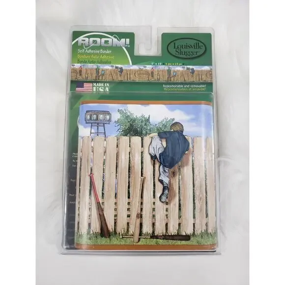 Louisville Slugger Adhesive Removable Wall Paper Baseball Nursery Boy Room Decor