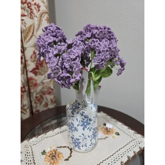 Handmade Crochet Hydrangea‎ Flowers Set of 5 – Purple Lavender – Forever Flowers