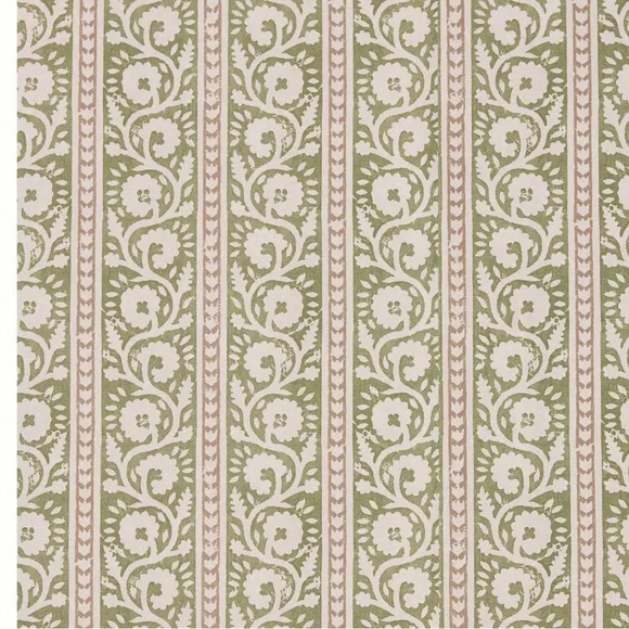 New Anthropologie GP&J Baker Bibury Striped Floral Wallpaper Mural Green
