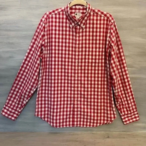 J. Crew 100% Cotton Tailored Fit Buffalo Check Button Down Shirt Large GC