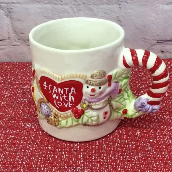 Vintage 1993 Ceramic Christmas Coffee Mug 4 Santa With Love