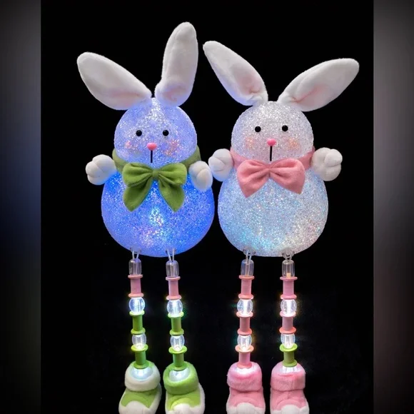 2 cute! Glittery Bunny Decor with LED Lights that change colors