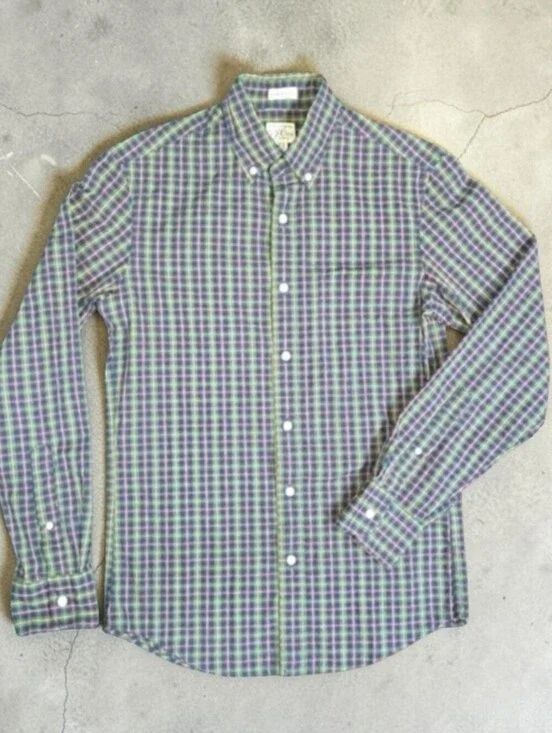 J. Crew | Slim Untucked Fit Cotton Blend Button Down Plaid Casual Mens Shirt