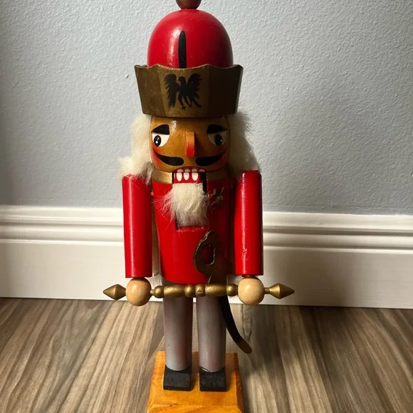 Vintage 15” Holiday Nutcracker With Original Box Red gold black