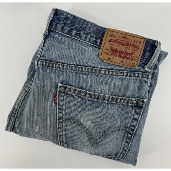 Levi's 550 Size 36x32 Blue Denim Jeans Relaxed Fit Straight Leg Red Tab