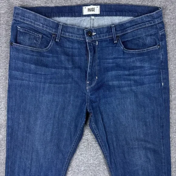 Paige Normandie Jeans Mens 38x35 Blue Denim Straight‎ Stretch Modern Casual USA