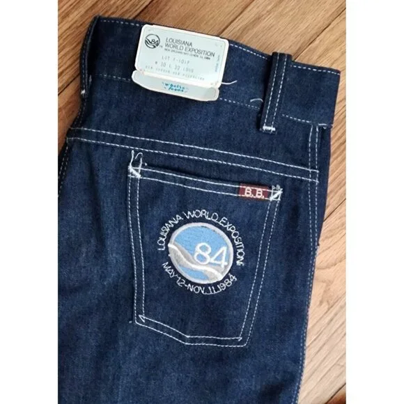 DEADSTOCK Vintage 1984 Jeans 30x32 NOS NWT Louisiana World Expo Embroidered Rare