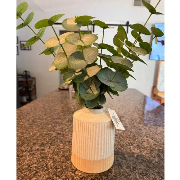 Hearth & Hand with Magnolia Eucalyptus Artificial Arrangement Ceramic Vase 14in