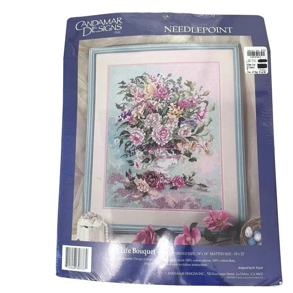 Candamar Designs Still Life Bouquet Floral Needlepoint Kit 14