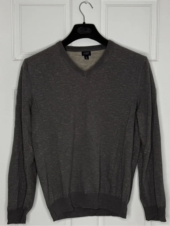 J. Crew Men's V-Neck Sweater in Charcoal Gray