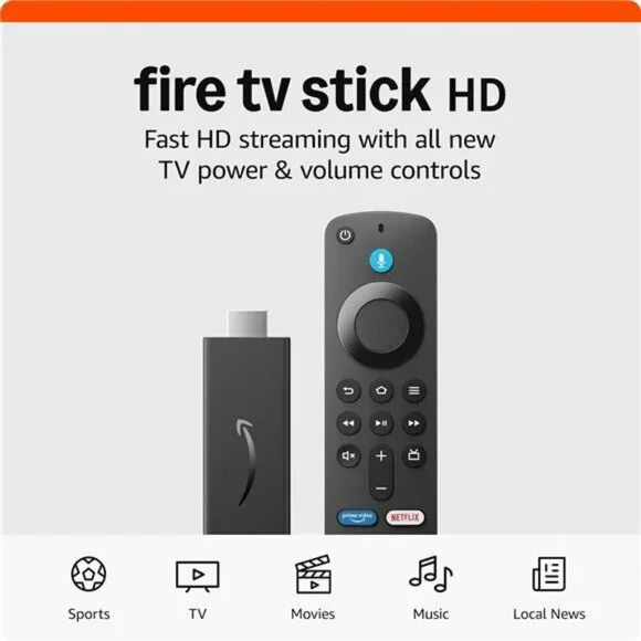 Fire TV Stick HD Alexa Remote Streaming Device Smart TV Live Free Movies TV
