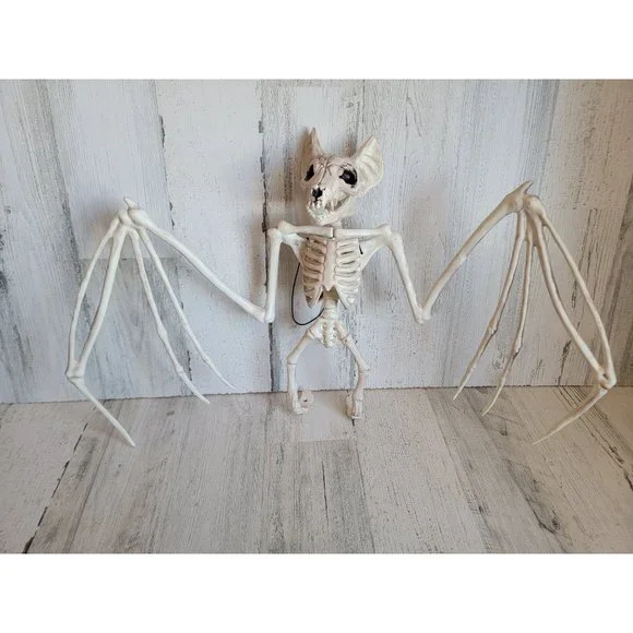 Crazy Bones skeleton vampire bat hanging Halloween prop decor