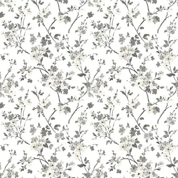 Wallpaper Glinda Black Floral Trail