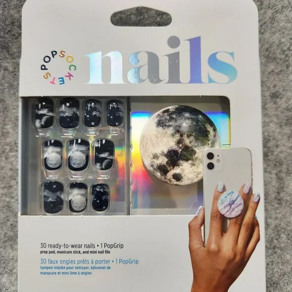 Moon Popsockets 30Gel Nails & Matching PopGrip