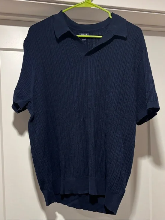 J. Crew Men's Dark Navy Short-Sleeve Polo Knit