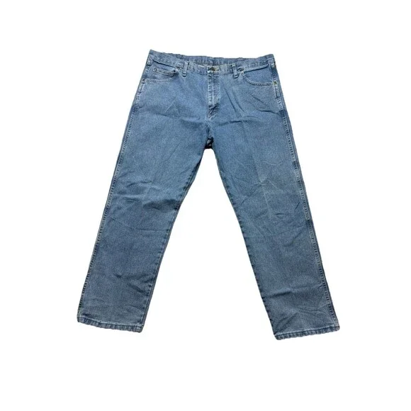 Wrangler Jeans Mens 40x30 Blue Denim Cotton Rugged Wear Relaxed Fit Straight Leg