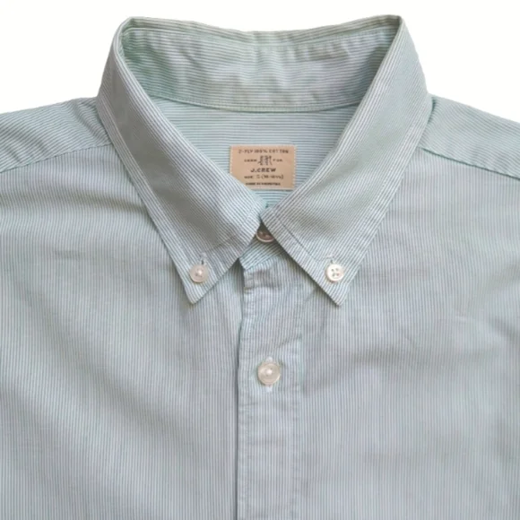 J. Crew Button Down Casual Cotton Pinstripes Long Sleeves Shirt Green Size Small