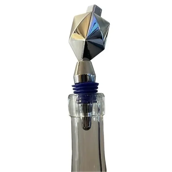 Dreidel Wine Cork Liquor Bottle Stopper - Silver Metal & Blue Silicone‎ Jewish