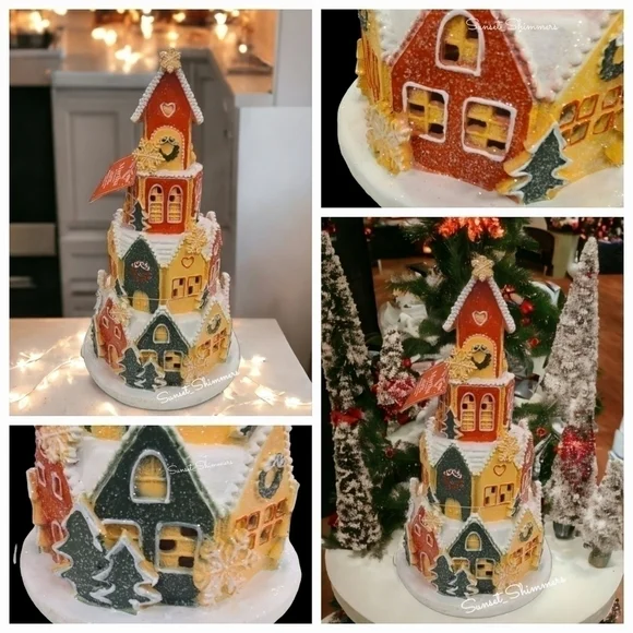 HTF Large Light Up Martha Stewart Gingerbread House 4 Tier Castle Village 16