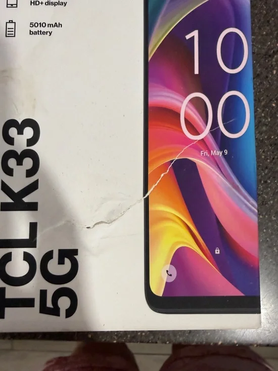TCL K33 5G Box with Red Logo on White