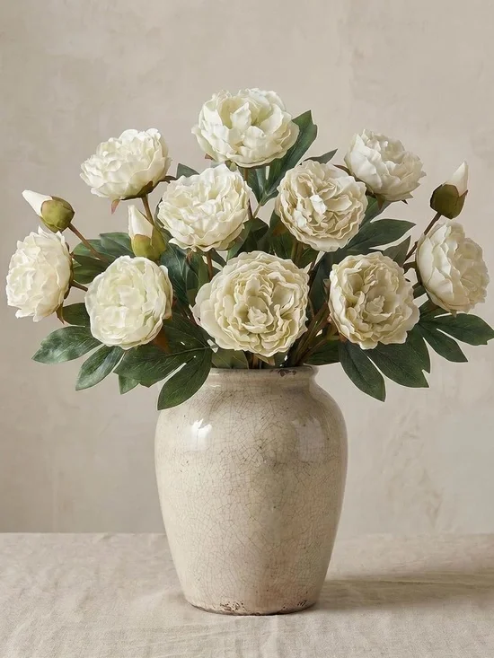 NWT Briful Cream Peony Silk Stems-3 Pack-Tall 27.5